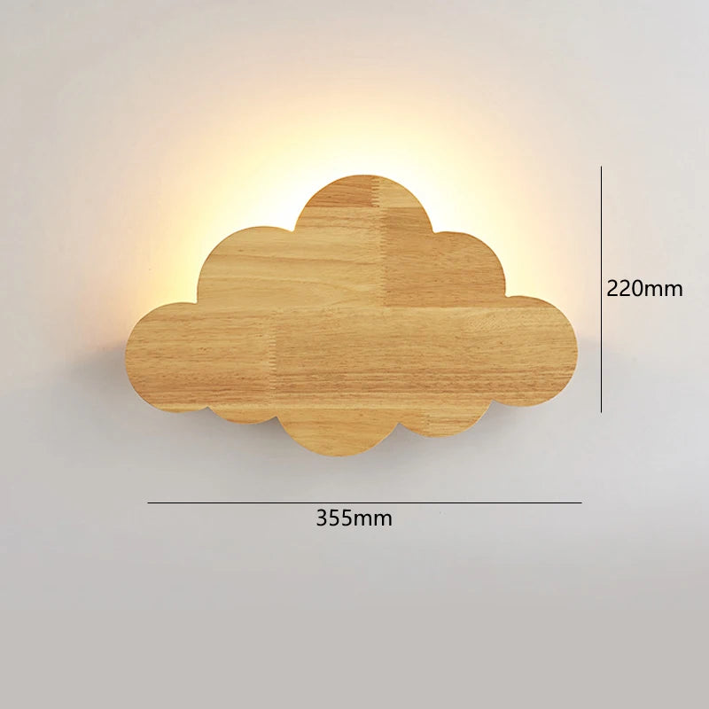 Nordic modern wooden wall light for children's bedroom - vue 6 sur 7