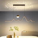Nordic minimalist creative personalised LED strip dining table bar wave chandelier starry sky restaurant pendant light