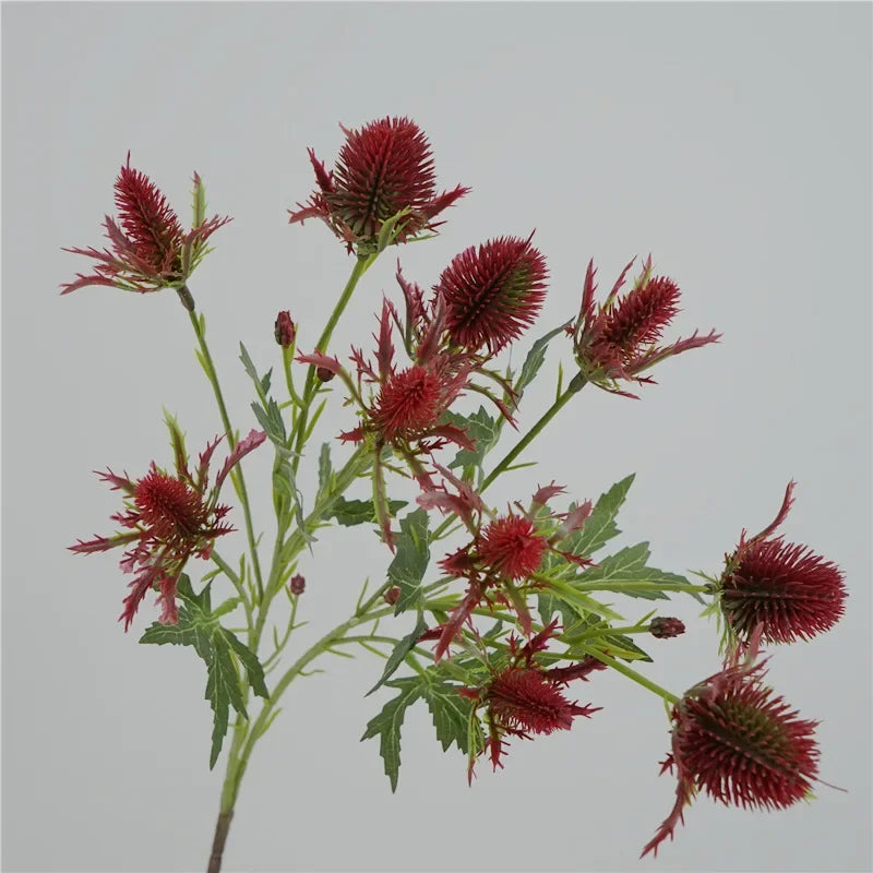 Decorative artificial sea holly flowers in pink and violet - vue 4 sur 12