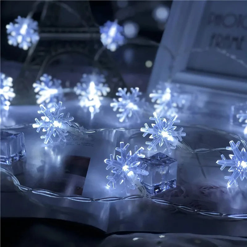 Christmas LED snowflake string lights festive decorations - vue 5 sur 9