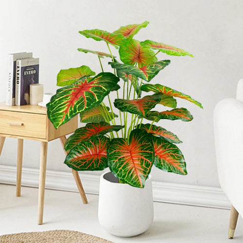 Artificial tropical turtle with decorative branches and leaves - vue 3 sur 9