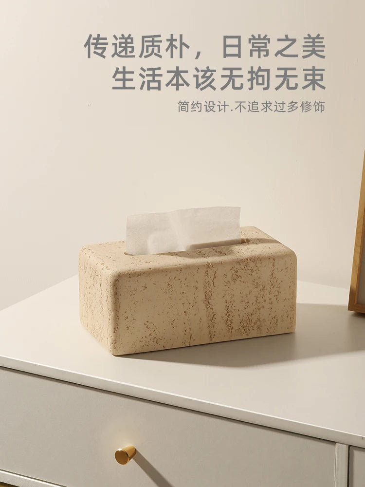 modern marble tissue box elegant and lightweight design - vue 3 sur 6