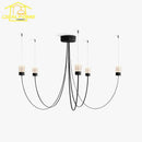 Minimalist designer chandelier with LED lighting and crystal glass shade