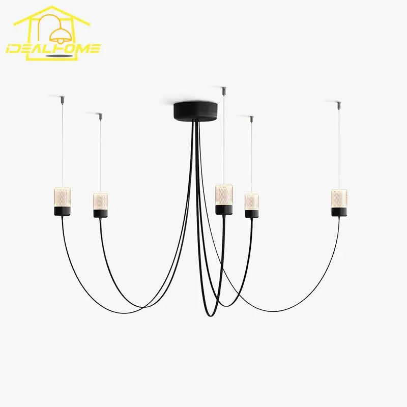 Minimalist designer chandelier with LED lighting and crystal glass shade