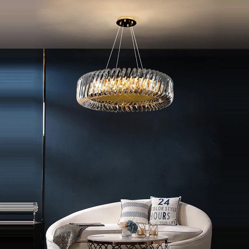 plafonnier led rond artistique à intensité variable en cristal - vue 4 sur 16