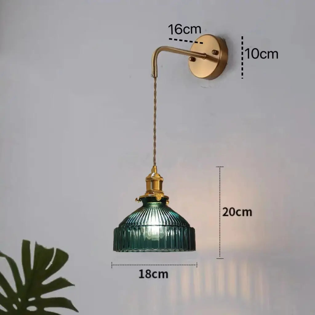 Modern vintage glass wall light for bedroom, mirror, hallway, bedside, cafe, restaurant, switch and plug - vue 14 sur 20