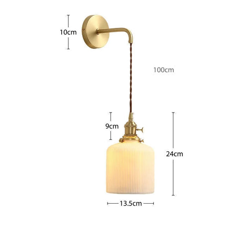 Modern gold ceramic wall light with adjustable cord and LED - vue 12 sur 23