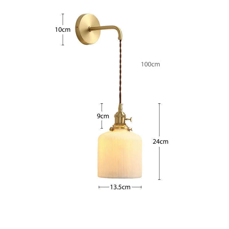 Modern gold ceramic wall light with adjustable cord and LED - vue 12 sur 23
