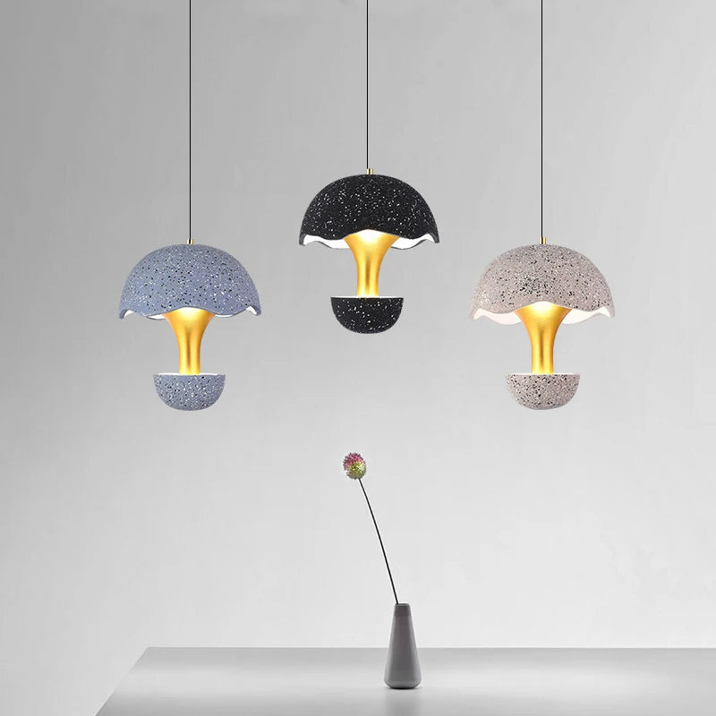 Creative cement mushroom pendant light for restaurant café bar