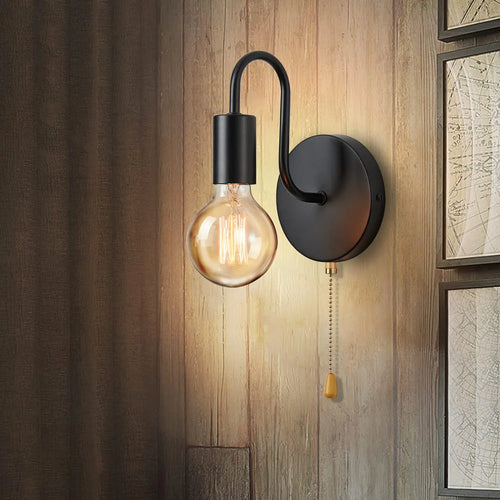 Nordic industrial black iron wall light E27 - vue 5 sur 6
