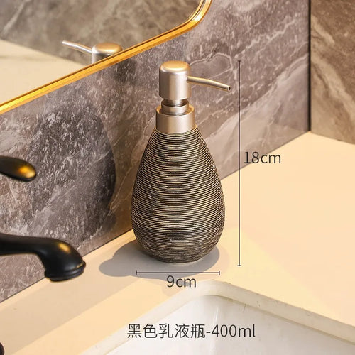 Creative Retro Style Ceramic Push-Type Soap Dispenser With Pump, Hand Soap Bottle, Suitable For Bathrooms Kitchens And Toilets - vue 10 sur 11