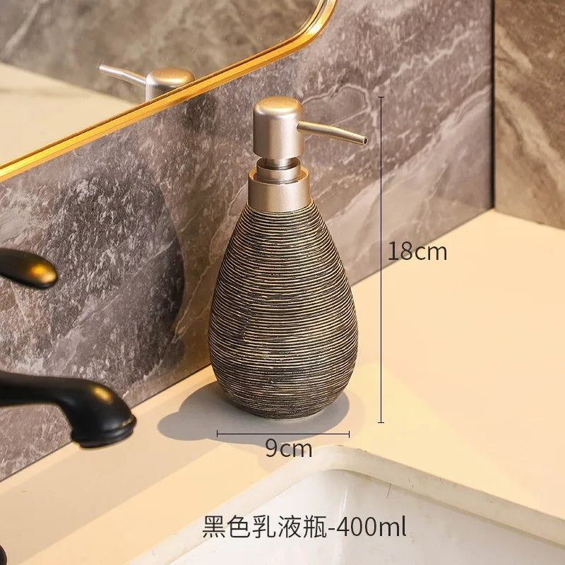 Creative Retro Style Ceramic Push-Type Soap Dispenser With Pump, Hand Soap Bottle, Suitable For Bathrooms Kitchens And Toilets - vue 10 sur 11