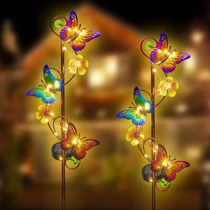 Decorative solar LED butterfly lamp for outdoor garden