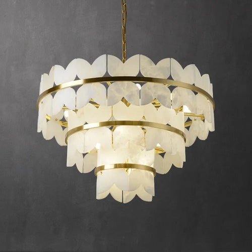 Natural marble and copper minimalist designer pendant light - vue 5 sur 9