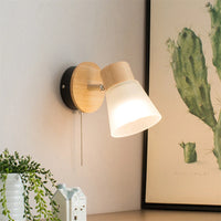 Modern rotating wall light with pull cord switch