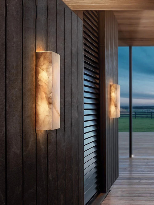 applique murale led rétro en marbre étanche pour extérieur - vue 3 sur 9