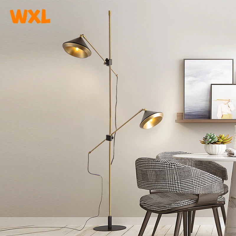 Modern Scandinavian double adjustable LED floor lamp for indoor use