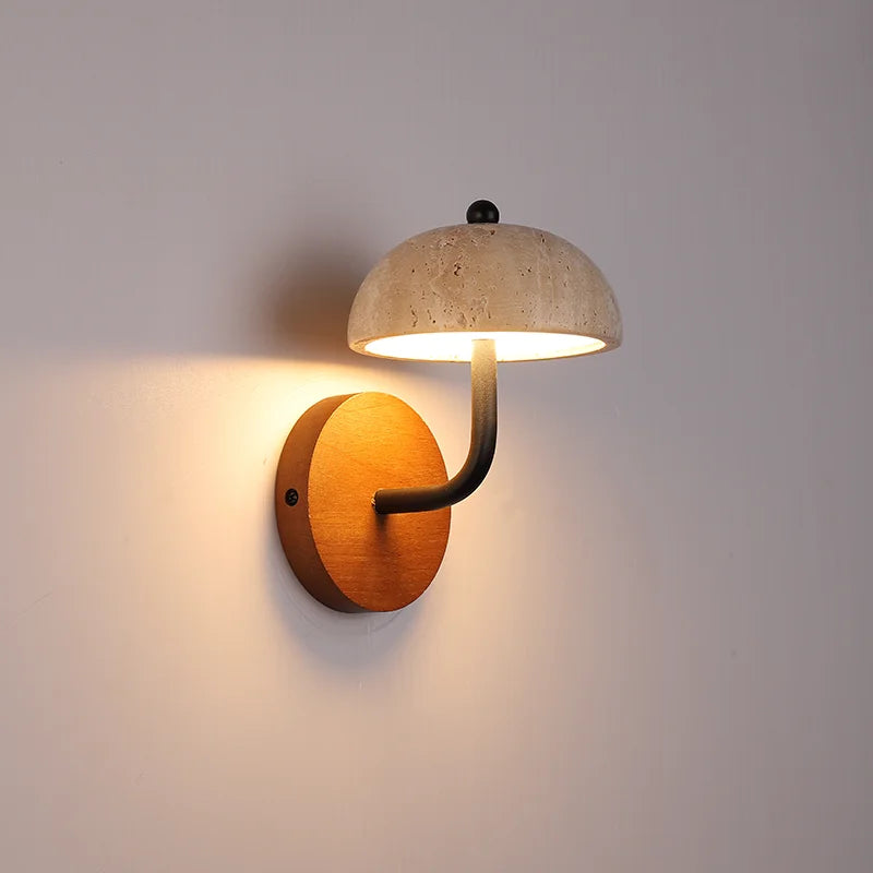 Vintage natural stone mushroom wall light