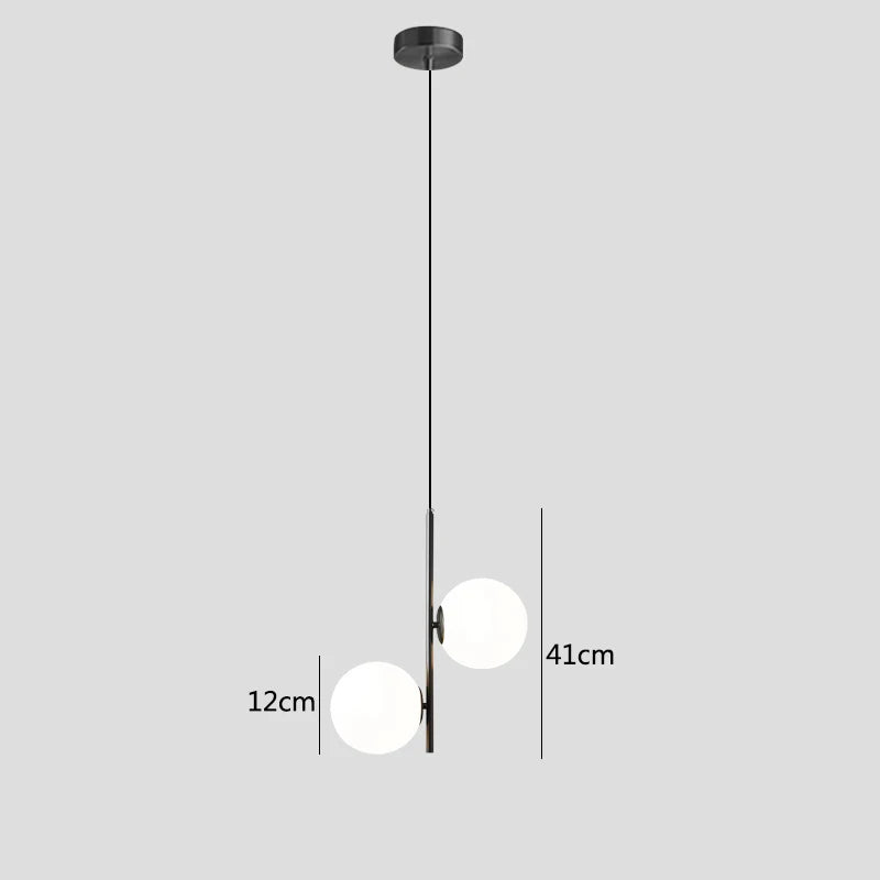 Modern glass and black brass pendant light with luminous design