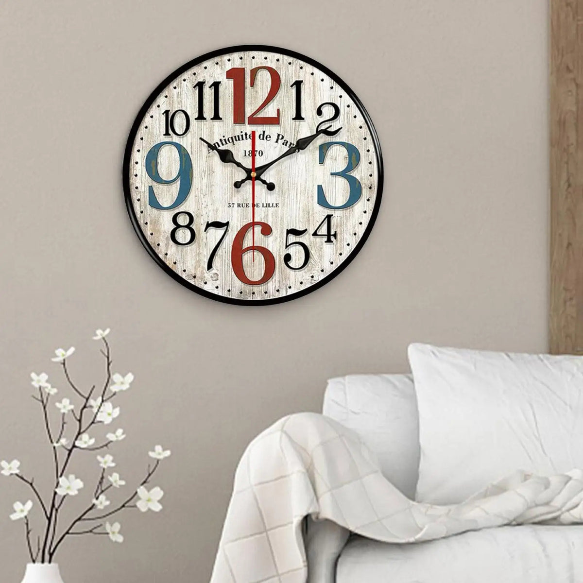 European style wooden wall clock silent for office and school - vue 10 sur 11
