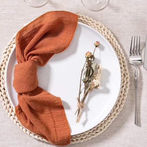 Serviette de table gaze coton style pastoral lot - vue 6 sur 6