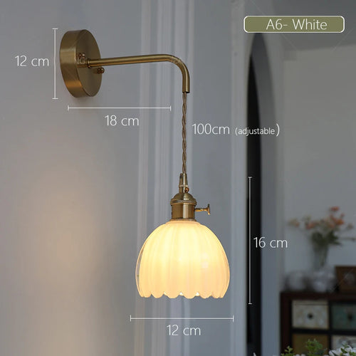 Retro Japanese floral glass wall light modern and chic design - vue 13 sur 18