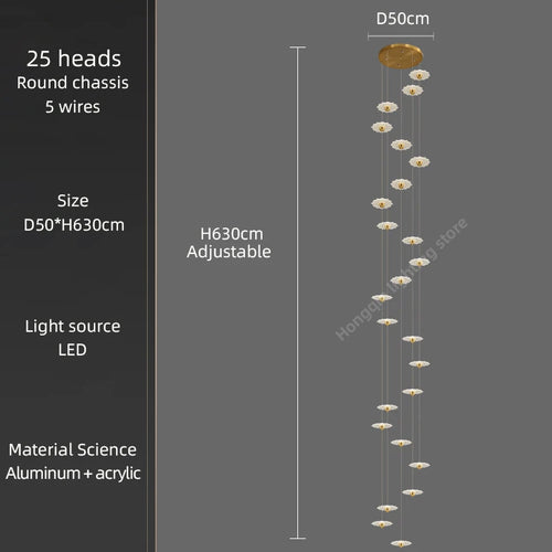 Modern LED chandelier for decorative indoor lighting - vue 14 sur 26