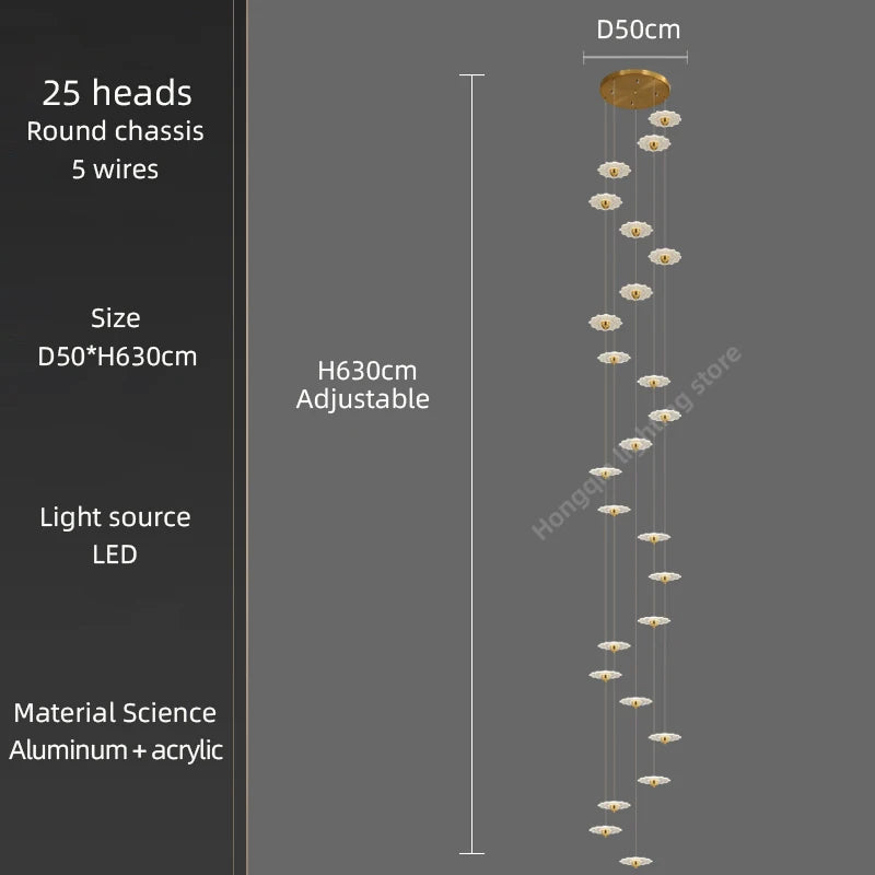 Modern LED chandelier for decorative indoor lighting - vue 13 sur 26