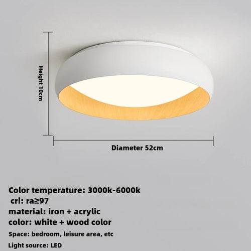 Minimalist Japanese retro circular anti-glare lamp with soft lighting