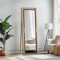 decorative floor mirror with gold metal frame