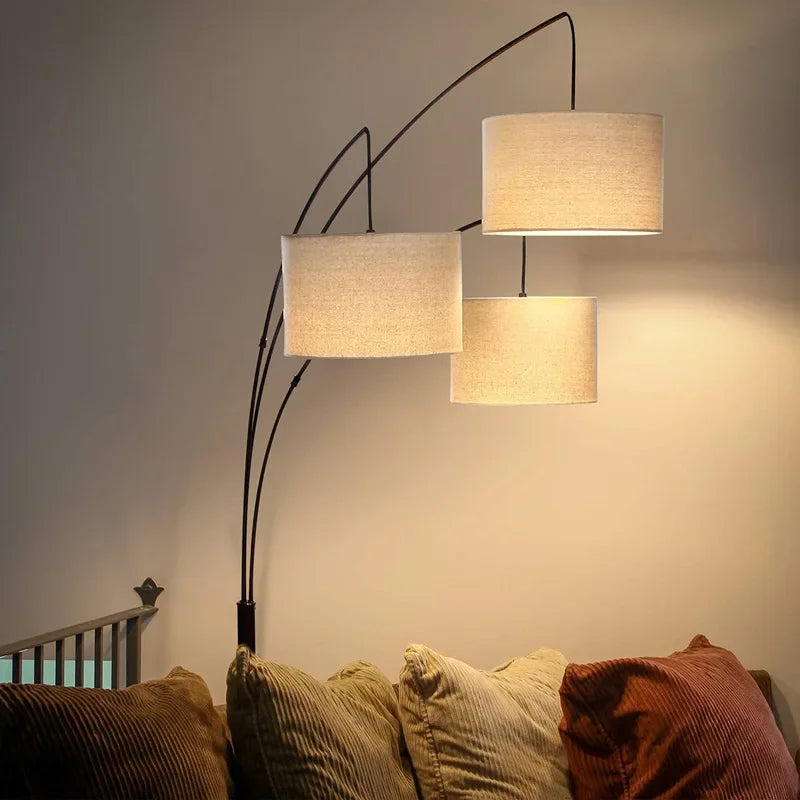 Designer floor lamp with multiple hanging lampshades