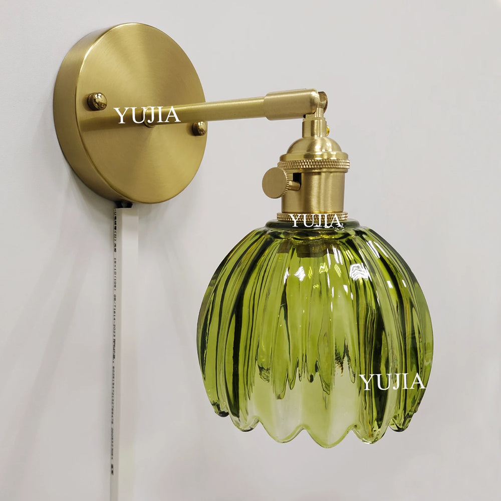 Retro Japanese style floral glass wall light