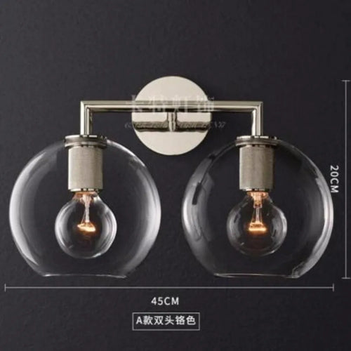 LED wall light with glass and metal shade