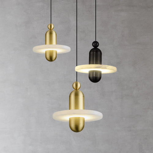 Natural marble pendant light with adjustable aluminium cord