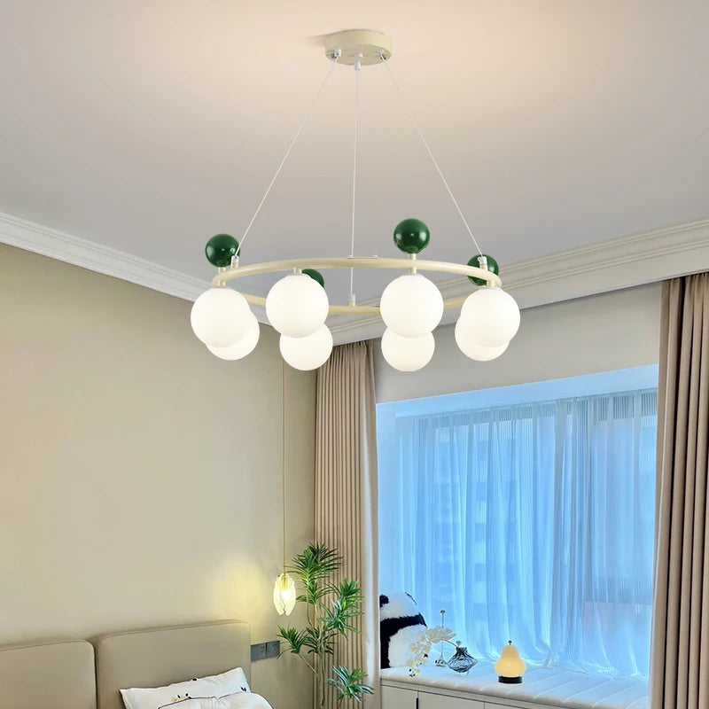 Glass and metal chandelier dynamic lighting style - vue 3 sur 15