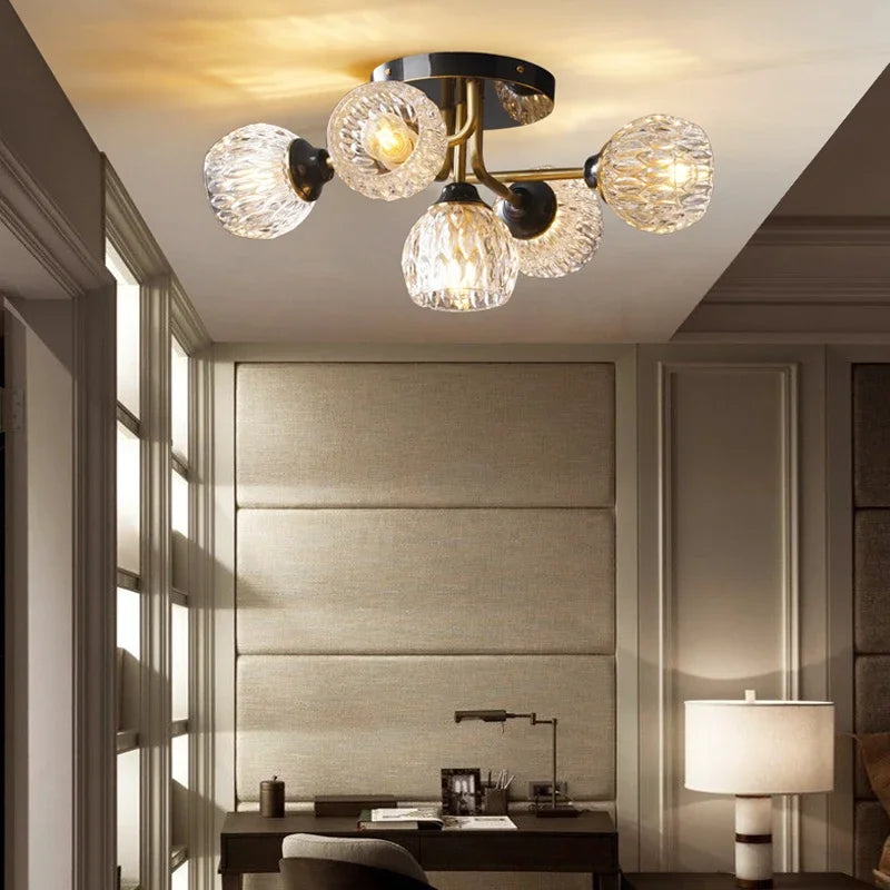 Modern Nordic luxury crystal and copper chandelier