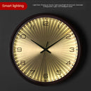 modern design wall clock in golden wood silent and creative