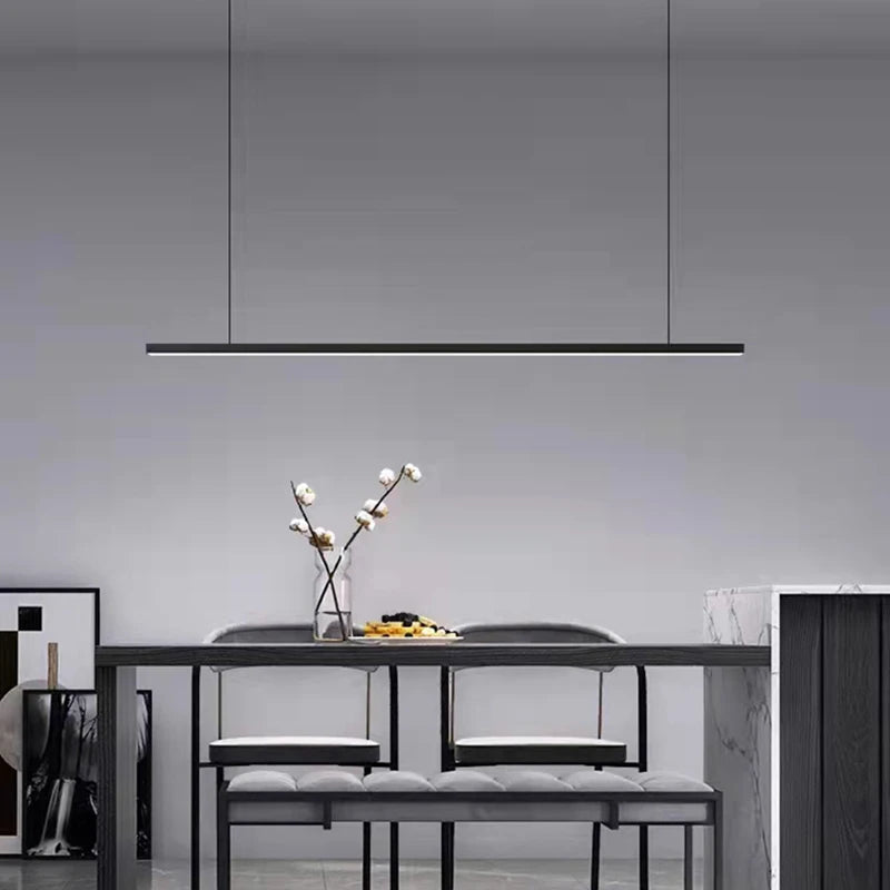 Minimalist LED chandelier with adjustable wire and copper body