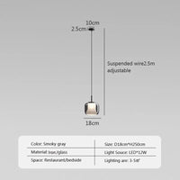 Modern smoked glass three-head LED pendant light