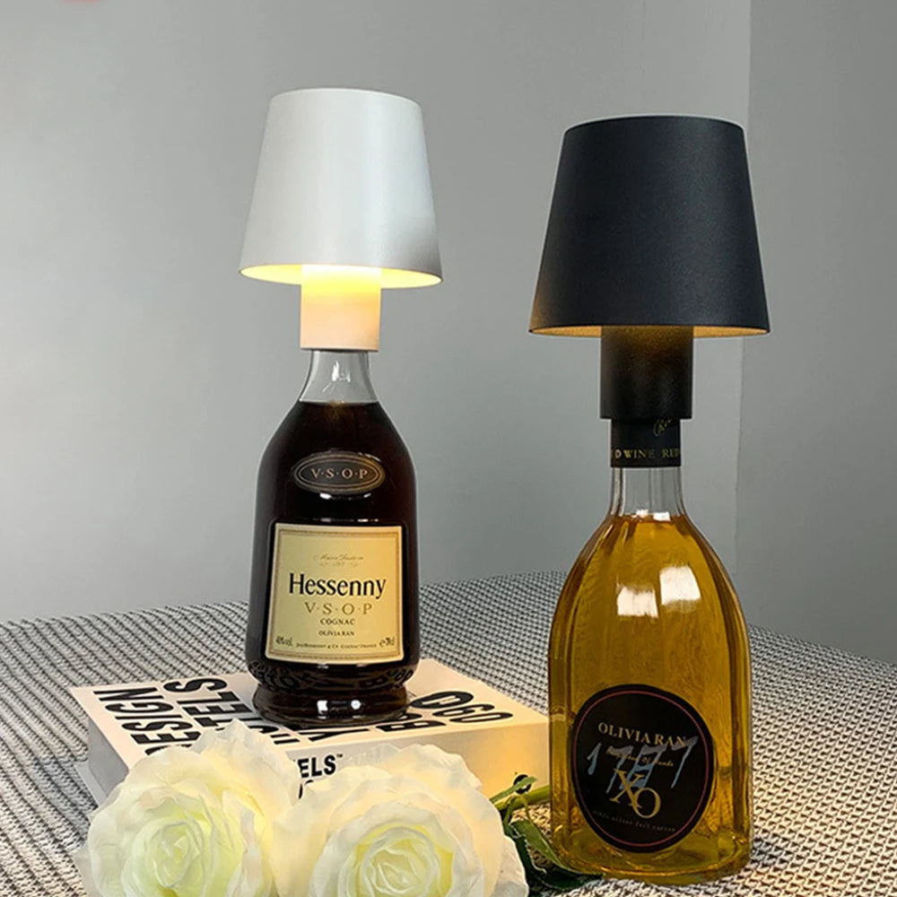 Portable LED wine bottle-shaped table lamp for bar
