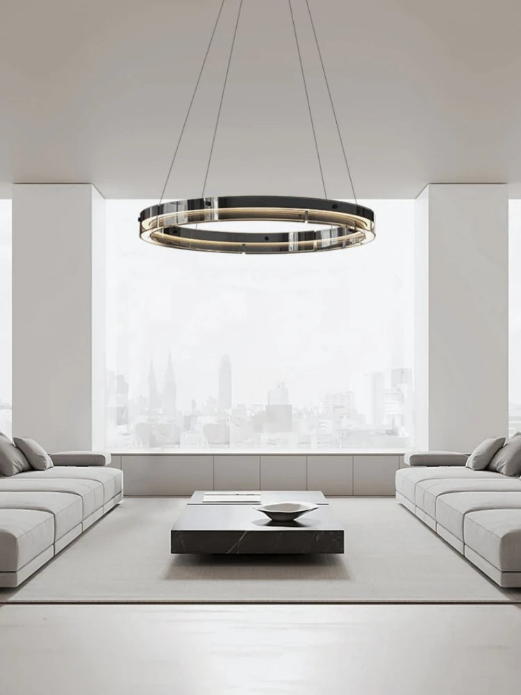 Modern Italian minimalist circular glass pendant light - vue 3 sur 11