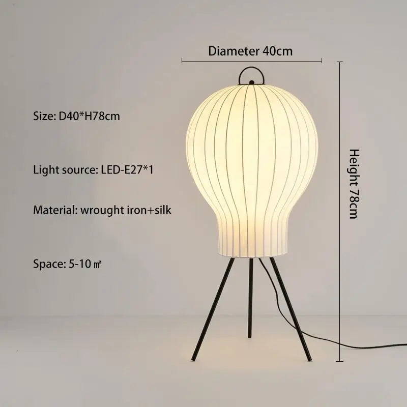 Japanese silk floor lamp wabi sabi for creative interior decoration