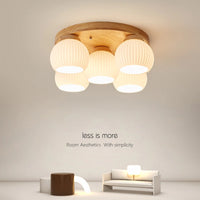 Nordic log pendant light Japanese tatami solid wood ceiling lamp