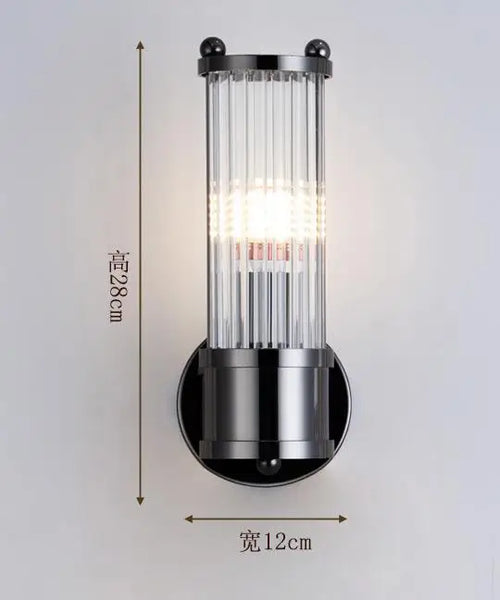 Crystal wall light with chrome and black stripes for indoor use - vue 10 sur 11