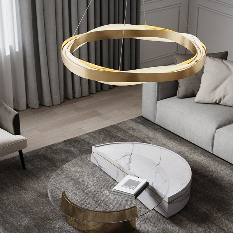 Modern designer gold ring chandelier nordic pendant indoor lighting