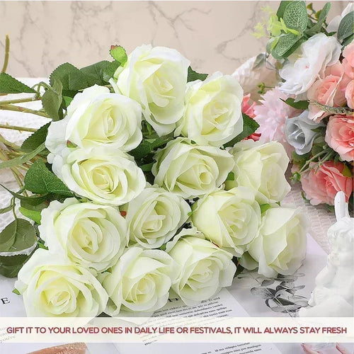 Set of 50 artificial silk roses for decoration and festive events - vue 8 sur 24