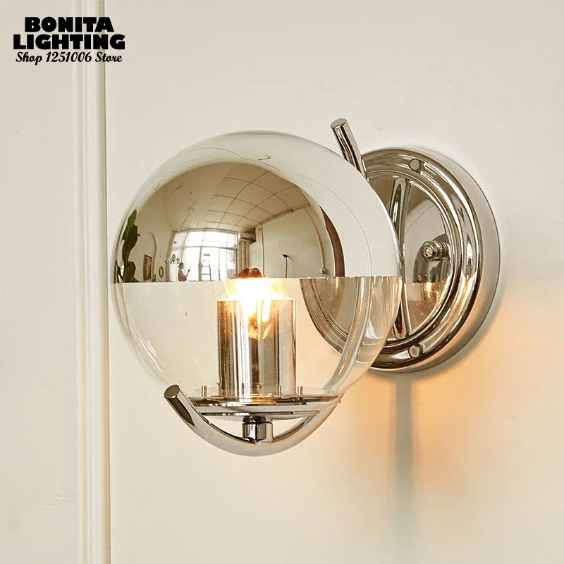 Glass wall light with elegant and simple chrome finish