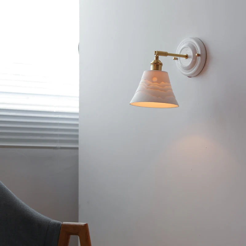 Nordic Japanese white and copper LED wall light - vue 4 sur 23
