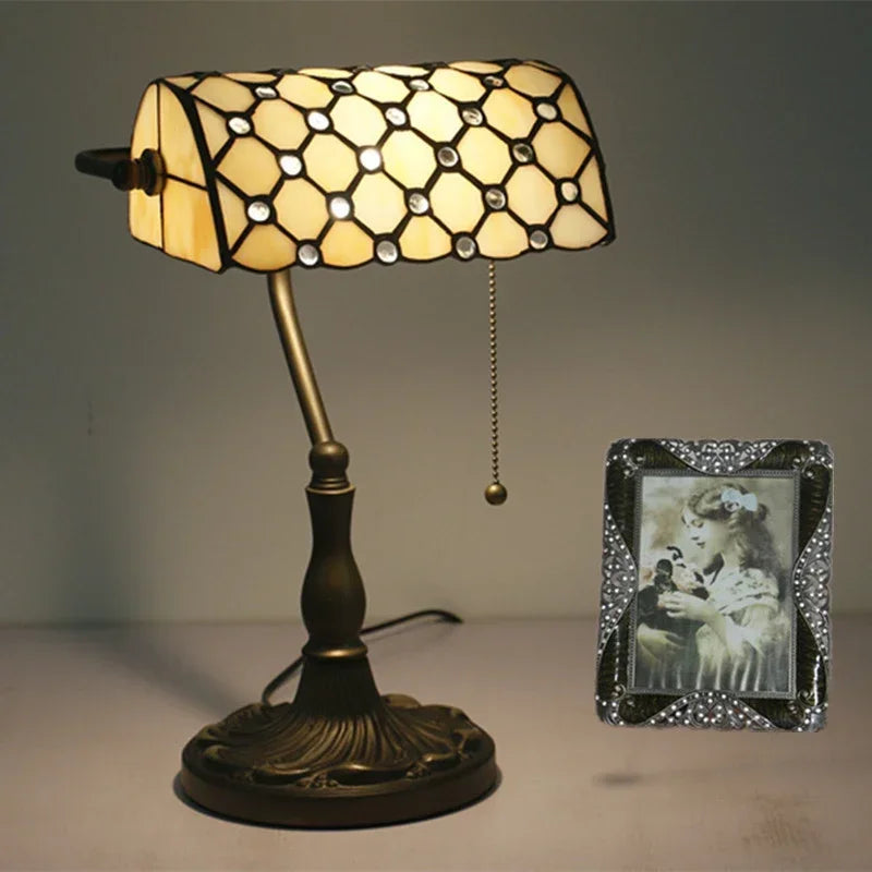 vintage stained glass bedside lamp for interior decoration