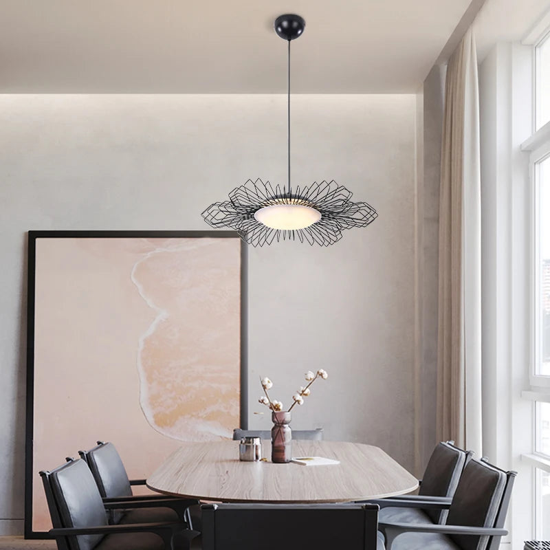 Floral design pendant chandelier with adjustable LED lighting for interiors